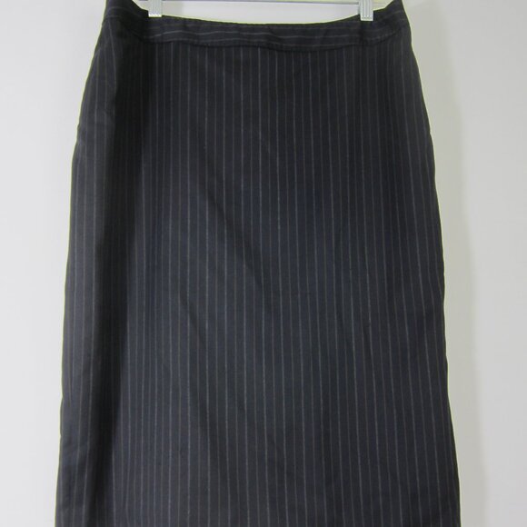 Brooks Brothers Womens 12 Black Striped 100% Wool Skirt Lined Back Pleats M - Picture 1 of 8